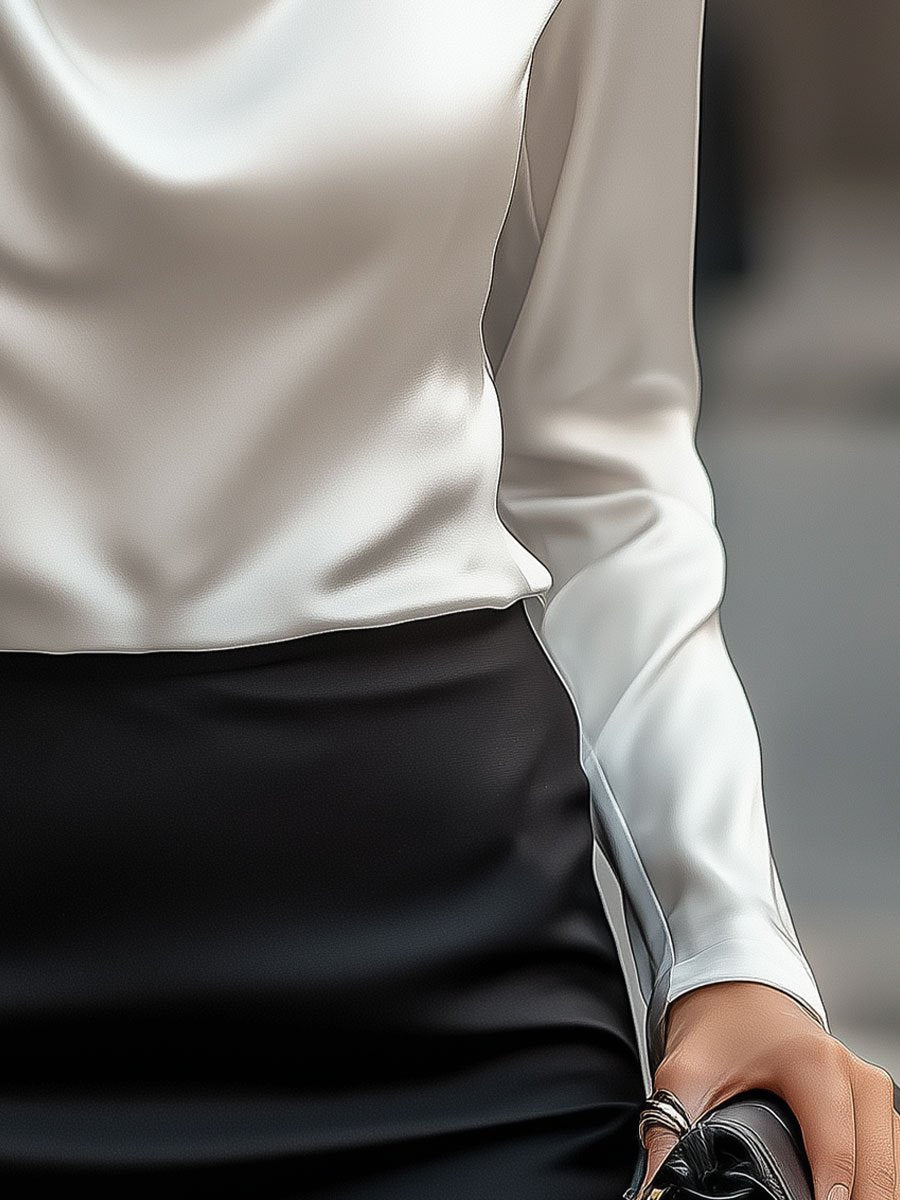 Philiane™ | Luxe Satin Cowl Blouse