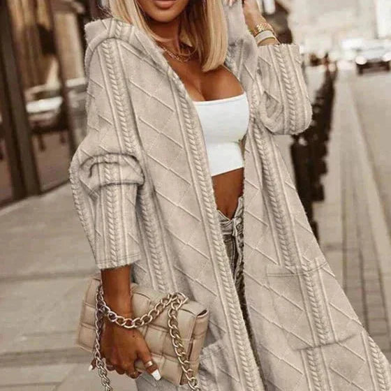 Keyla™ | Long Hooded Knit Cardigan