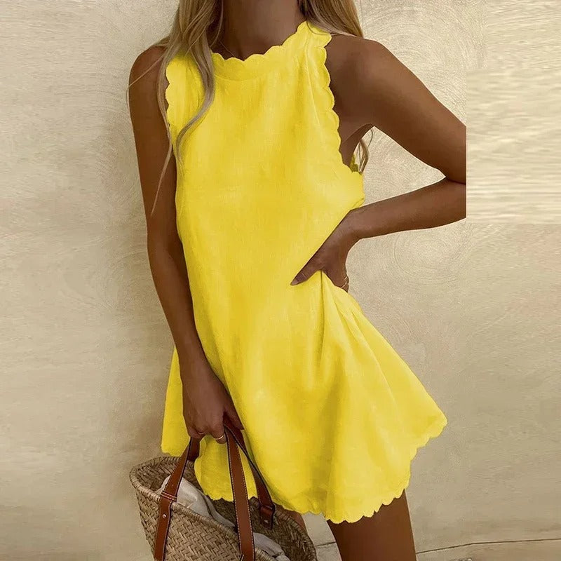 Calynda™ | Scalloped Edge Sleeveless Mini Dress