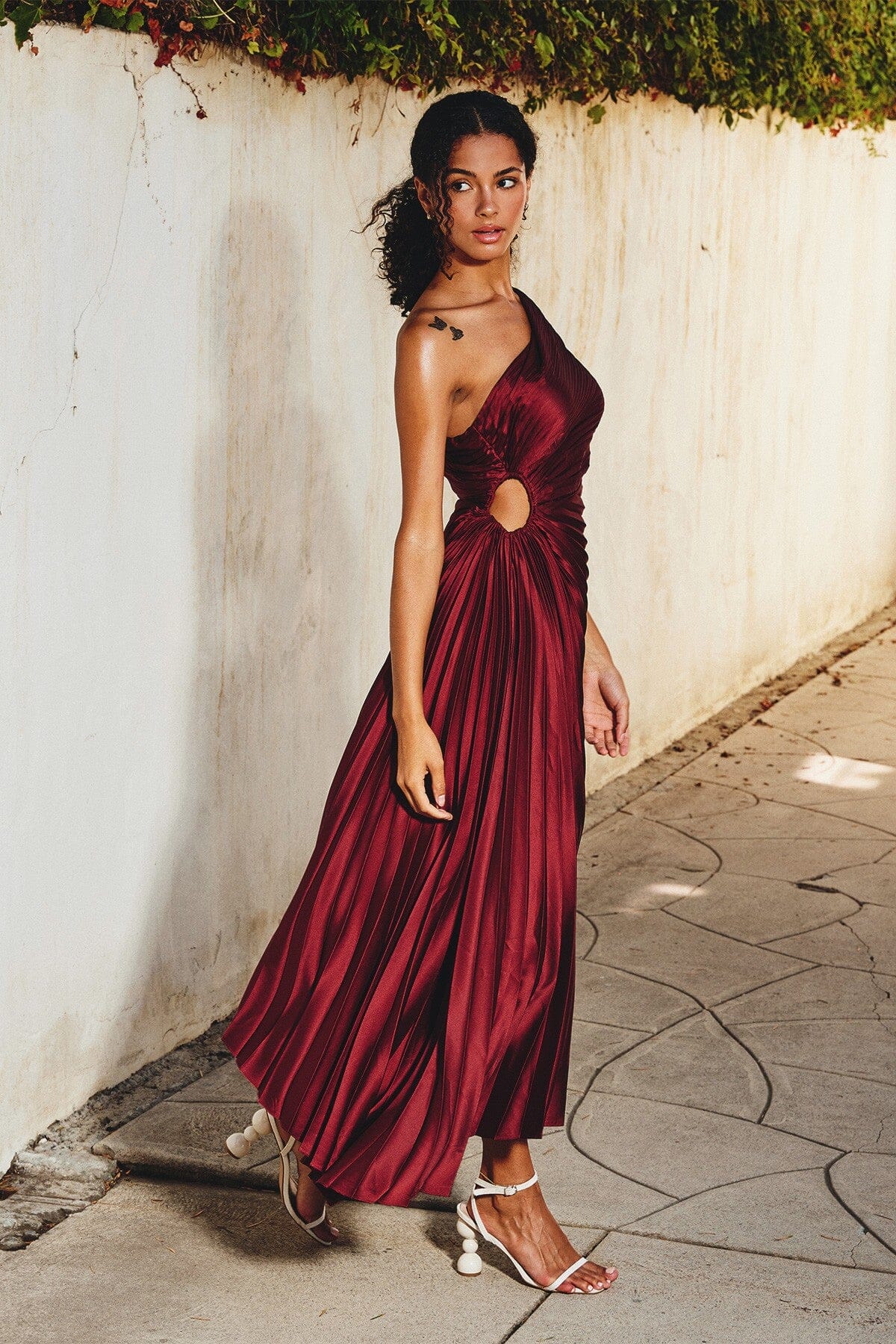 Sylviana™ | One-Shoulder Pleated Midi Dress