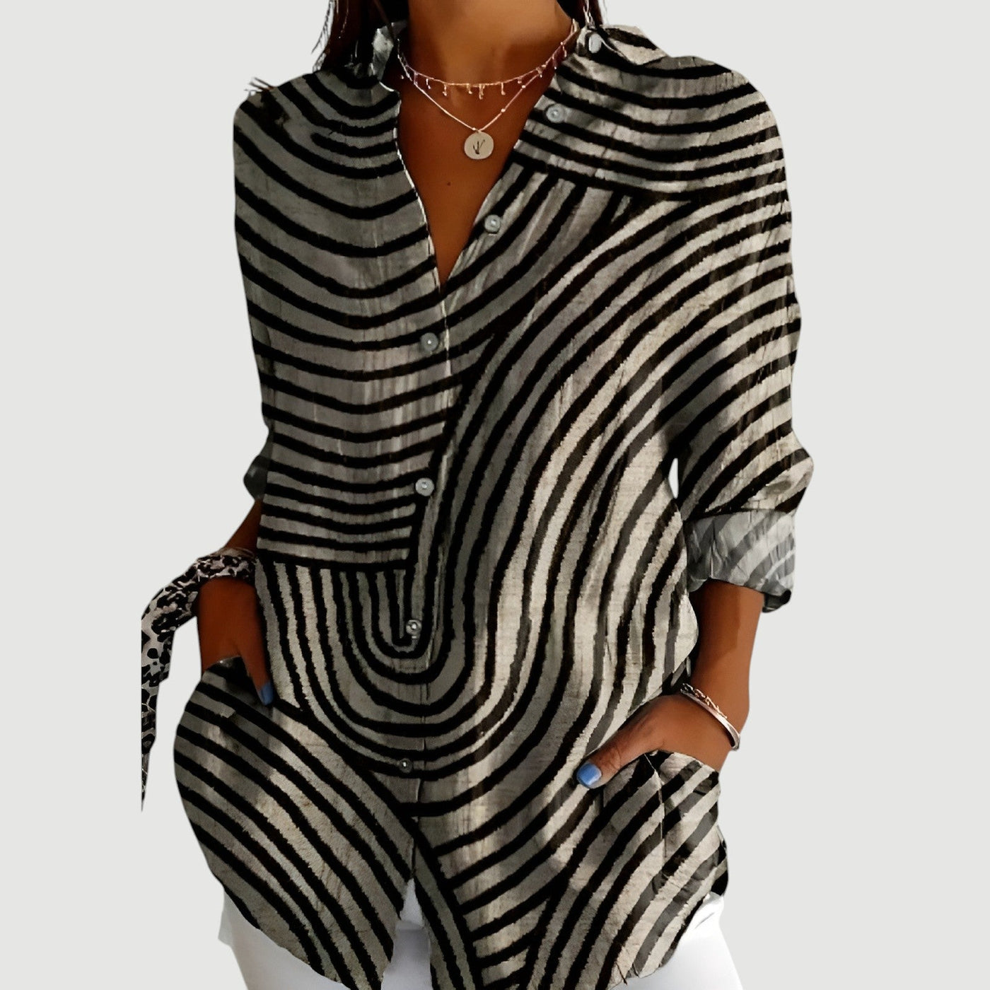 Mavie™ | Modern Art Striped Blouse