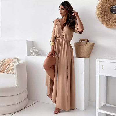 Billie™ | Trendy Slit Skirt V-Neck Maxi Dress