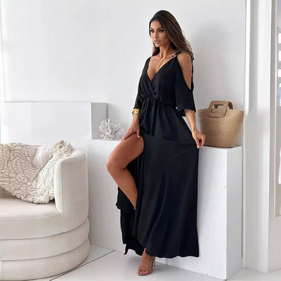 Billie™ | Trendy Slit Skirt V-Neck Maxi Dress