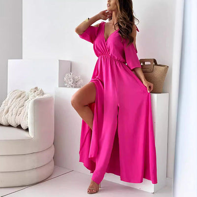 Billie™ | Trendy Slit Skirt V-Neck Maxi Dress