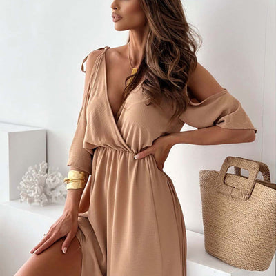 Billie™ | Trendy Slit Skirt V-Neck Maxi Dress