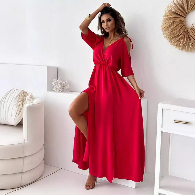 Billie™ | Trendy Slit Skirt V-Neck Maxi Dress