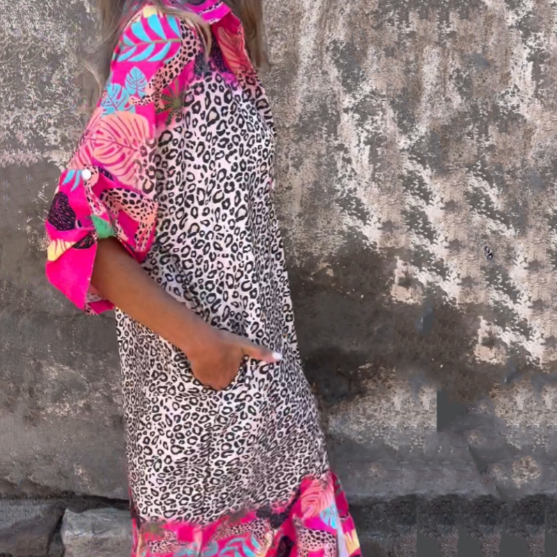 Ulysse™ | Wild & Free Animal Print Shirt Dress