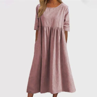 Violeta™ | Soft Linen Babydoll Midi Dress