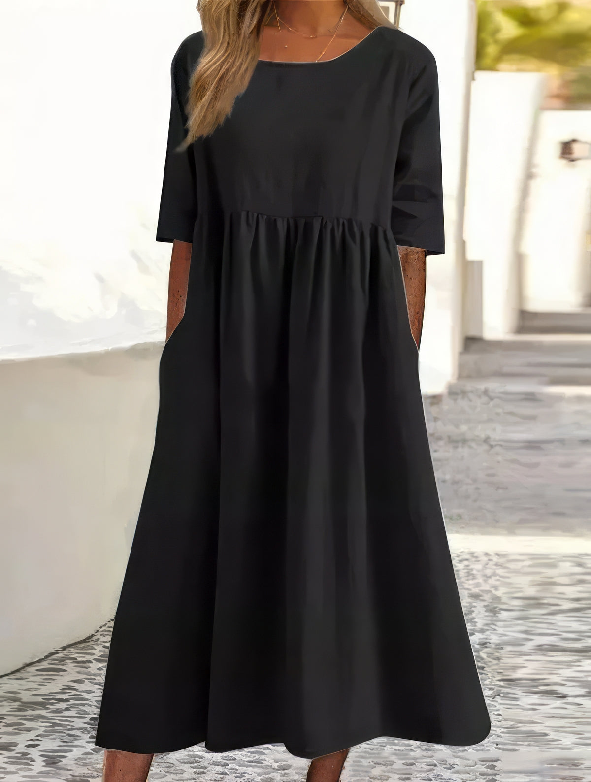 Violeta™ | Soft Linen Babydoll Midi Dress