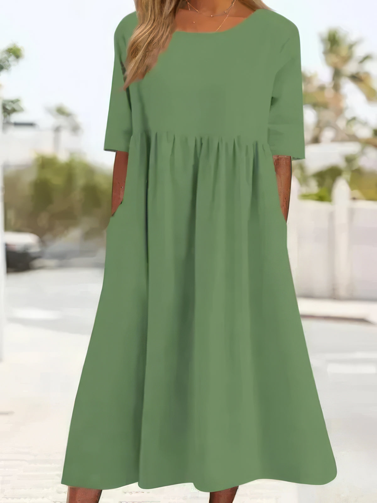 Violeta™ | Soft Linen Babydoll Midi Dress
