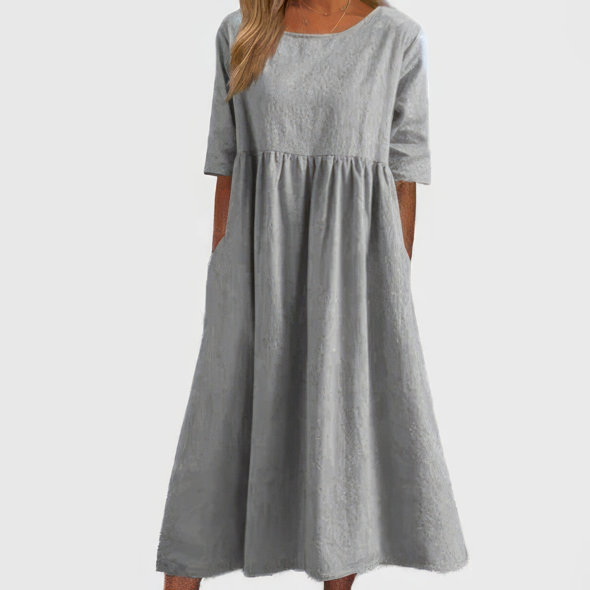 Violeta™ | Soft Linen Babydoll Midi Dress