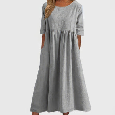 Violeta™ | Soft Linen Babydoll Midi Dress
