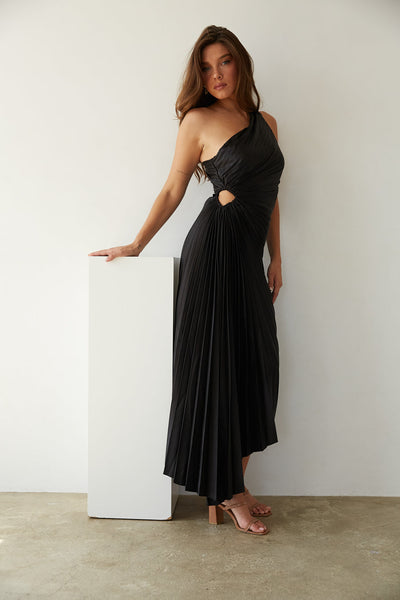 Sylviana™ | One-Shoulder Pleated Midi Dress